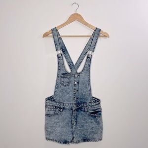 Tinseltown Denim Couture Romper Womens size small Blue  Denim short Overalls